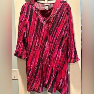 Like new Catherines Vibrant Pink and Black Blouse